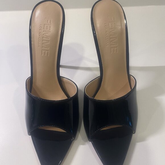 Black Gianni Patent Vegan High Heel Mules - Picture 7 of 9